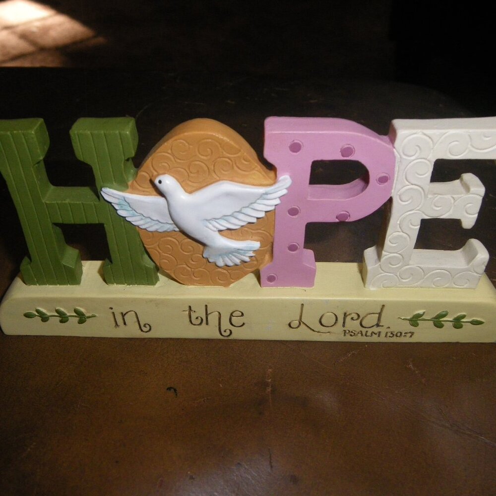 HOPE in the Lord Psalm 130:7 Small Home Decor Mantle Shelf Sign
